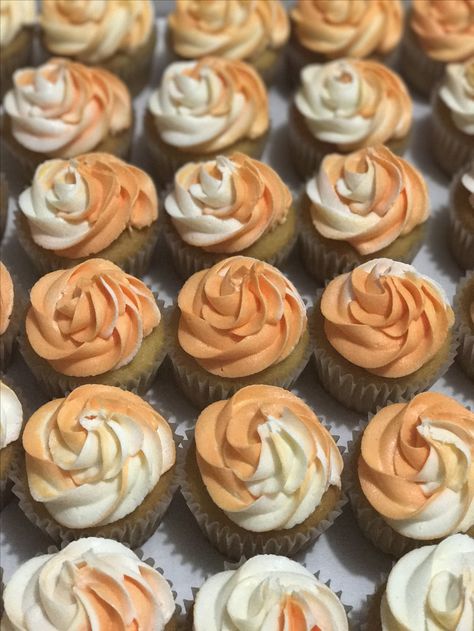 Fall orange and white cupcakes Orange Cupcakes Decoration, Swirl Cupcakes, Orange Cupcakes, Orange Frosting, White Cupcakes, Fall Orange, 80th Birthday Party, Orange Baby, New Cake