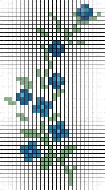 Cross Stitch Pattern Flower, Flower Crochet Grid Pattern, Floral Pixel Pattern, Simple Flower Cross Stitch Pattern, Pixel Art Pattern Flower, Knit Pixel Pattern, Pixel Flower Art, Floral Alpha Pattern, Plant Alpha Pattern