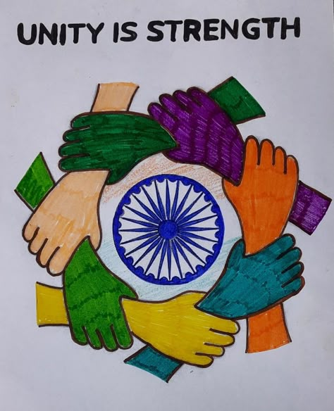 School activities Independents Day Poster, Independence Day Decoration Drawing, G20 Images, National Unity Paintings, Unity Is Strength Drawing, Poster Ideas For Project, National Unity Day Poster Ideas, Republic Day Poster Making, My India My Pride Poster