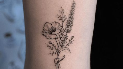 Irish Flower Tattoo, Delicate Flower Tattoo, Tats Ideas, Poppy Tattoo, Mother Nature Tattoos, Native Tattoos, Irish Tattoos, Wildflower Tattoo, Wild Tattoo