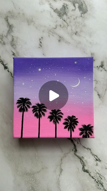 Artsy Esme ♡ on Instagram: "easy & simple painting 🌴💕✨ #painting #art #palmtrees #artreels #reels" Very Easy Canvas Paintings Simple, Sunset On Canvas Easy, Sunset Silhouette Painting Easy, Sunsets Paintings Easy, Easy Sunset Canvas Painting, How To Draw Sunset, Paint Sunset Easy, Simple Sunset Drawing, Painting Ideas Easy Simple For Kids