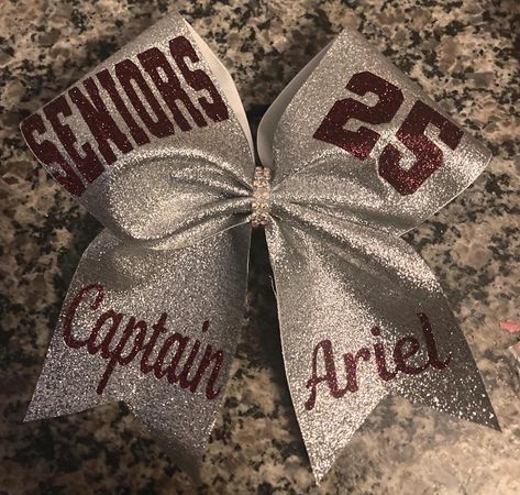 Senior cheer bow in full glitter, Custom made cheer bow with personalized text, 2025 senior bows, senior night bows for gameday. by lovelydesignsbyL on Etsy Dance Team Hair Bows, Dance Team Hair, Senior Night Cheer, Senior Bows, Senior Cheer Bows, Custom Cheer Bows, Glitter Heat Transfer Vinyl, Bow Bow, Senior Night