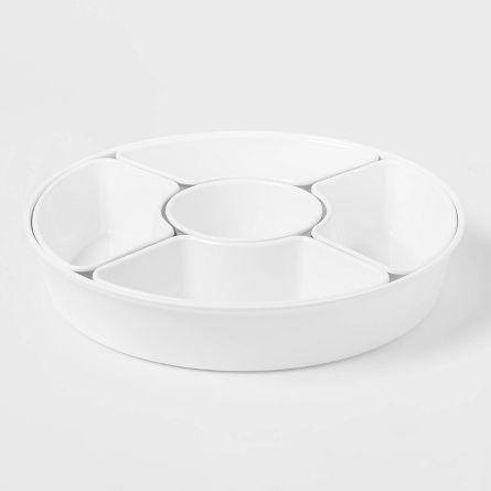 6pc Melamine 5-section Serving Platter White - Threshold™ : Target Turkey Desserts, Modern Serving Trays, Kitchen Countertop Organization, Condiment Caddy, Wine Ice Bucket, Kitchen Cookware Sets, Party Serving, Chip And Dip Bowl, Neutrogena Makeup