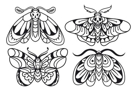 Moth hand drawing old school tattoo. Design element for poster, card, banner. Moth Tattoo Design, Traditional Tattoo Old School, Flash Tattoo Designs, Tattoo Flash Sheet, Moth Tattoo, Old School Tattoo Designs, Tattoo Stencil Outline, Traditional Tattoo Art, Tattoo Design Book