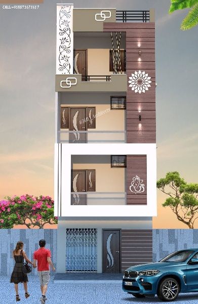 Elevation Design 4 Floor, Home Elevation Indian, Indian Building Design, Small Home Elevations Modern, Indian House Front Design, Alivation Of House Design, Home Elevations Indian, Small House Front Design Elevation, Small House Elevation Design Indian