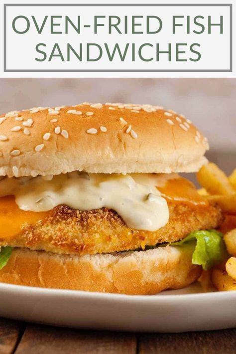 Fish Fillet Sandwich, Fish Sandwich Recipes, Oven Fried Fish, Honey Food, Oven Baked Fish, Fish Sandwiches, Grilled Sandwiches, Crispy Fish, Fish Burger