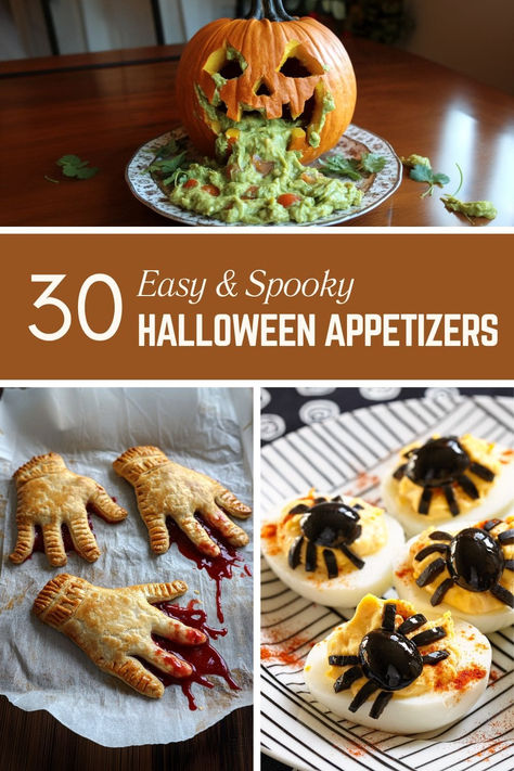 A collection of easy and spooky Halloween appetizers for parties Finger Breadsticks, Savory Halloween Food, Fun Halloween Appetizers, Fun Halloween Party Food, Halloween Party Spooky, Halloween Potluck, Halloween Appetizers Easy, Monster Munch, Easy Halloween Snacks