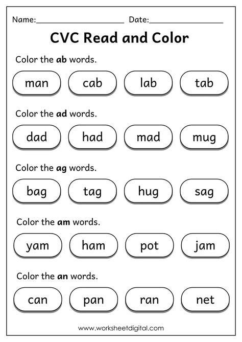 Phonics - Worksheet Digital Ad Cvc Words Worksheets, Ab Words Worksheet, Cvc Word Activities Worksheets, Ad Family Words Worksheet, An Family Words Worksheets, Am Family Words Worksheet, Cvc Words Worksheets Kindergarten, An Words Worksheets, At Words Worksheets