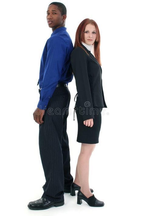 Back To Back. Business man and woman standing back to back. Shot in studio over , #Aff, #woman, #man, #Business, #standing, #white #ad People Standing Back To Back Reference, Staff Behind Back Pose, Two People Standing Back To Back, Two People Standing Next To Each Other, People Standing Back To Back, Two Men Standing Together, Man Standing From Behind, Man Woman Walking Together, Couple Standing Back To Back