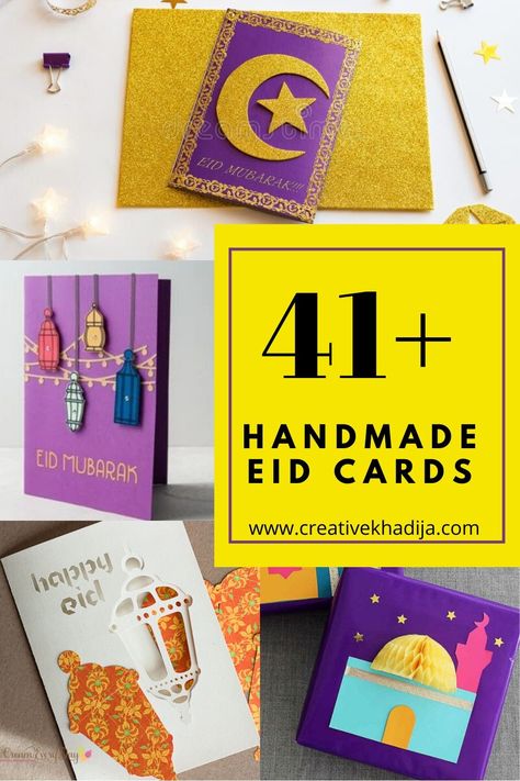 Greeting Card Design Unique Ideas for Eid Diy Eid Cards Ideas, Kad Raya Diy, Diy Eid Cards For Kids, Eid Card Design Ideas, Eid Mubarak Cards For Kids, Ramadan Cards Diy, Eid Card Craft, Eid Crafts Ideas, Ramadan Cards Design