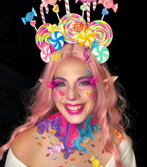 Lollipop Costume, Candy Land Costumes, Fairy Candy, Easy Adult Halloween Costumes, Candy Crown, Candy Halloween Costumes, Candy Photoshoot, Candy Theme Birthday Party, Drag Make-up