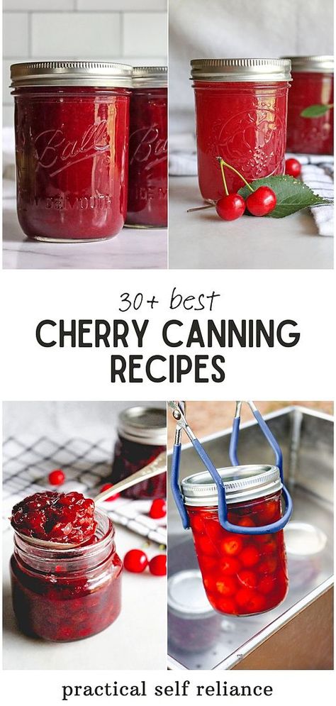 Cherry Canning Recipes, Cherry Recipes Canning, Preserving Cherries, Recipes For Canning, Cherry Limeade Recipe, Sour Cherry Recipes, Jar Fruit, Cherry Pie Filling Recipes, Sour Cherry Jam