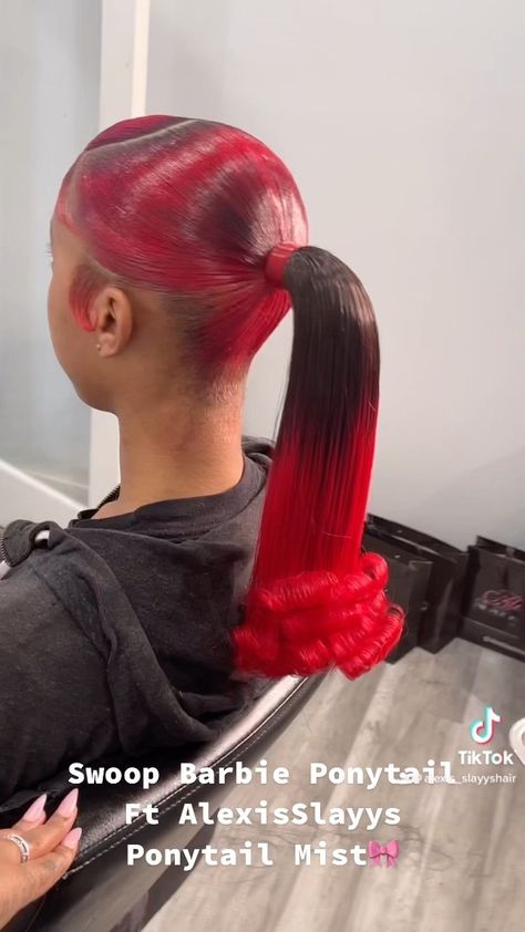 alexis_slayyshair on Instagram: Did y’all miss me ?❤️❤️❤️❤️❤️❤️ We slayyed this Barbie Ponytail 🎀 ‘Restock coming soon 🎀🎀#alexisslayys #alexisslayshair #chicago… Burgundy Barbie Ponytail, Red Barbie Ponytail, Pink Barbie Ponytail, Barbie Doll Ponytail, Barbie Ponytail, Funny Face Photo, Front Lace Wigs Human Hair, Funny Face, Colored Hair