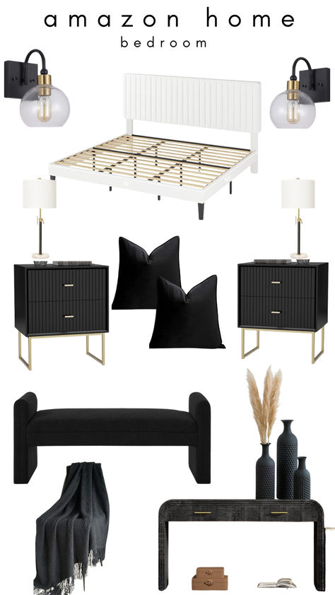 amazon home finds        #blackandwhite #bedroominspo #adultbedroom #modernbedroom #ad #amazonhome #amazonfinds Amazon Bedroom Finds, Black White And Gold Bedroom, Amazon Bedroom, Black Room Decor, Black And White Bedroom, Modern Apartment Living Room, Amazon Home Finds, Home Finds, Gold Bedroom