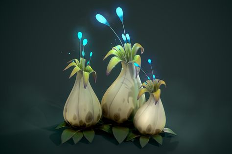 Stylized Alien Plant, Zehra Khan on ArtStation at https://www.artstation.com/artwork/d8yEX3 Fantasy Materials, Plants Reference, Fantasy Plants, Fantasy Vibes, 2d To 3d, Alien Plants, Art Final, Senior Project, Game Environment