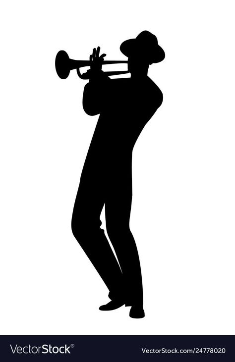 Jazz Silhouette, Music Art Diy, Playing Trumpet, Music Themed Cakes, Music Theory Piano, Arte Jazz, Hat Silhouette, Bubble Drawing, Sheet Music Art