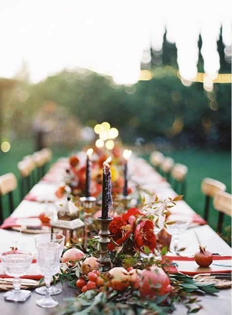 Pomegranate Wedding, San Ysidro Ranch Wedding, Colored Taper Candles, San Ysidro Ranch, Fruit Wedding, Fruit Decorations, Bridal Musings, Wedding Inspiration Fall, Mod Wedding