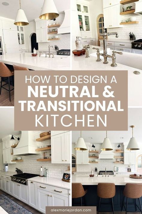 Transitional Bathroom Light Fixtures, Transitional Farmhouse Kitchen, Mixing Metals In Kitchen, Transitional Design Kitchen, Transitional Interior Design Style, Neutral Kitchen Colors, Transitional Style Kitchen, Inviting Kitchen, Transitional Kitchen Design