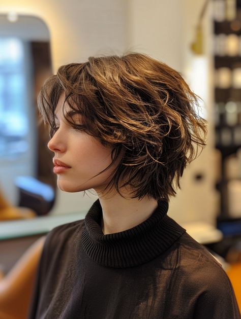 53 Shaggy Bob Haircuts for a Trendy and Effortless Look Shaggy Short Hair Cuts, Very Short Shaggy Haircuts, Shaggy Short Bob With Bangs, Short Hair Styles Layers, Short Hairstyle Women Layers, Short Curly Curtain Bangs, Short Thick Haircut, Shaggy Short Hair Women, Shaggy Bob Curly Hair