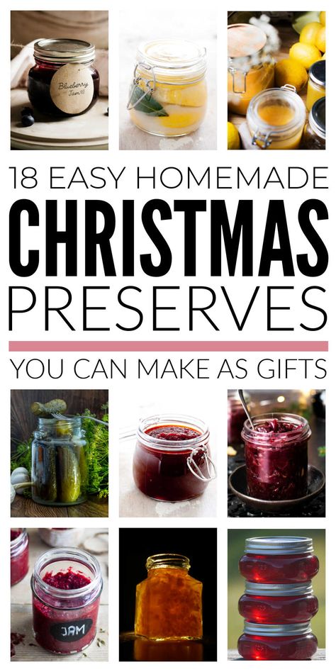 Easy homemade Christmas preserves including jams, jellies, pickles, chutneys & more to make as great edible gifts both in advance and last minute for stocking stuffers, party favours & teachers gifts plus to put in DIY Christmas hampers. #homemadechristmaspreserves #christmaspreserves #christmasjelly #christmasjam #christmaschutney #homemadechristmasgifts Christmas Preserves, Chutney Recipes Christmas, Diy Christmas Hampers, Card Diy Ideas, Christmas Chutney, Canning Gifts, Jelly Gift, Christmas Card Diy, Homemade Preserves