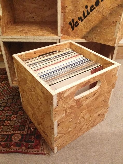 Storage Box, LP Record Box, stackable, LP Record cube, rough trade style | eBay Vinyl Record Storage Box, Vinyl Record Room, Osb Furniture, Laser Cut Furniture, Music Furniture, Record Storage Box, Record Crate, Record Box, Dj Room