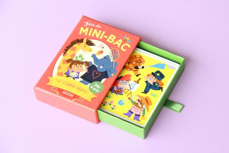 Jeu du Mini-Bac / Kids Card Game on Behance Card Game Questions, Kids Package Design, Kids Packaging, Kids Package, Game Questions, Game Card Design, Card Games For Kids, Board Game Design, Deck Projects