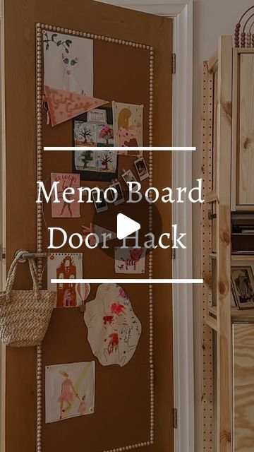 Chloe Ward | Florals and Country Interiors on Instagram: "Memo Board Door Hack 📍 A shot you don’t see much - the back of the playroom door! I used 5 of the £5 cork boards from @ikeauk together with command strips (so it doesn’t damage the door) and glued some bobbins to create a large memo board! It saves on wall space but a handy place to put the girls art and school letters!! You might notice the folding desk to the right - that’s a great space saver too! It’s part of the IVAR system from ikea." Ivar System, Playroom Door, Country Interiors, Make A Door, Cork Boards, Folding Desk, Rv Decor, Country Interior, Girls Art