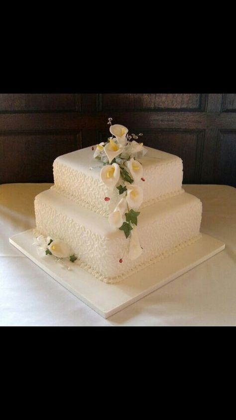 Angie likes Wedding Cake Two Tier, Square Wedding Cake, 2 Tier Wedding Cakes, Wedding Cakes Elegant, Square Wedding Cakes, 2 Tier Cake, Wedding Cake Pictures, Lace Wedding Cake, Wedding Cake Recipe