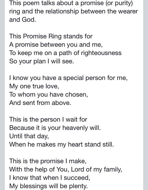 Promise Ring Poem Promise Ring Notes For Her, Promise Ring Vows, Purity Ring Christian, Purity Quotes, Ring Quotes, Purity Rings, Promise Ring Proposal, God 1st, God Centered Relationship