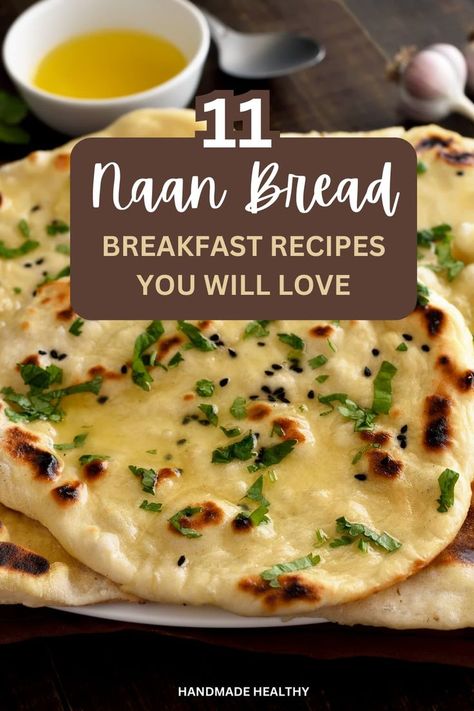 naan bread breakfast recipes Breakfast With Naan Bread, Breakfast Naan Egg Bake, Naan For Breakfast, Pita Bread Breakfast Ideas, Breakfast Naan Ideas, Naan Bread Topping Ideas, Ways To Use Naan Bread, Mini Naan Recipes, Nan Bread Meal Ideas