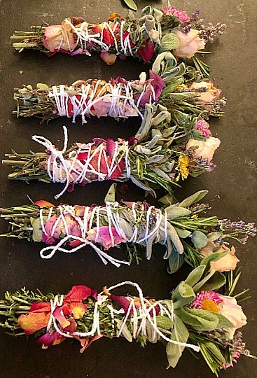 5 herb and flower sticks against black background Remove Negative Energy, Romantic Anniversary Gifts, Flower Confetti, Flower Bottle, Romantic Anniversary, Dried Herbs, Unique Housewarming Gifts, Beltane, Just Because Gifts