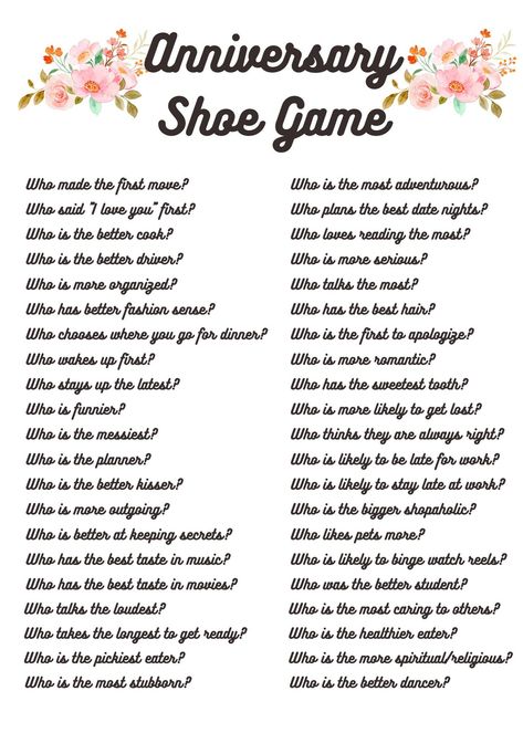 Anniversary Shoe Game Activity Who Knows the Couple Best Quiz Game Fun Party Activity Marriage Reception Bridal Shower Anniversary Birthday - Etsy Anniversary Games For Couples Marriage, Couple Shoe Game Questions, Shoe Game Anniversary Questions, Bride Groom Shoe Game Questions, Fun Anniversary Games, Anniversary Games For Guests, Marriage Games Couples Fun, Anniversary Game Ideas, Bride And Groom Shoe Game Questions