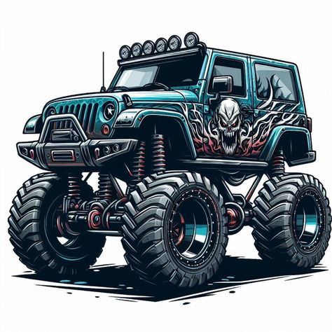 Monster truck design | Premium Photo #Freepik #photo #car #transportation #fun #road Truk Besar, Cow Art Print, Cow Art, Truck Design, Robot Art, Monster Truck, Car Art, Art Cars, Premium Photo