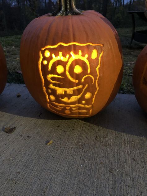 Sponge Bob Pumpkin Carving, Doodlebob Pumpkin, Pumpkin Carving Spongebob, Pumpkin Carving Ideas Spongebob, Shrek Pumpkin Carving, Spongebob Pumpkin Carving, Family Pumpkin Carving, Spongebob Pumpkin, Pumpkin Meme