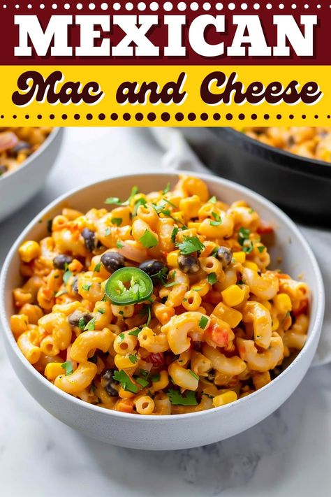 If you think regular mac and cheese is good, just wait until you try this Mexican mac and cheese. It’s loaded with corn, peppers, black beans, and more. Mexican Mac And Cheese, Meat Casserole, Cheese Course, Mexican Dinner, Cheesy Sauce, Just Wait, Dinner Recipes Crockpot, Black Beans, Mac And Cheese