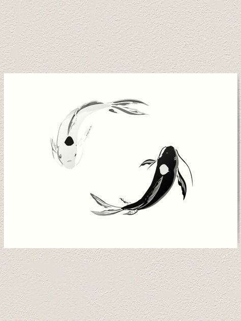 "Yin Yang Koi - Avatar" Art Print by willcc | Redbubble Matching Koi Fish Tattoo Yin Yang, Koi Fish From Avatar, Koi Avatar, Fish From Avatar, Ting Yang Tattoo, Luv Tattoo, Avatar The Last Airbender Anime, Sis Tattoo, Calf Sleeve Tattoo