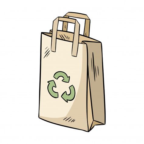 Eco friendly paper bag. ecological and zero-waste product. go green Premium Vector | Free Vector #Freepik #vector #freelogo #freebanner #freelabel #freehand Eco Friendly Drawing, Eco Drawing, Paper Bag Drawing, Eco Friendly Illustration, Green Products Eco Friendly, Eco Friendly Poster, Paper Bags Ideas, Save Water Poster Drawing, Save Water Poster