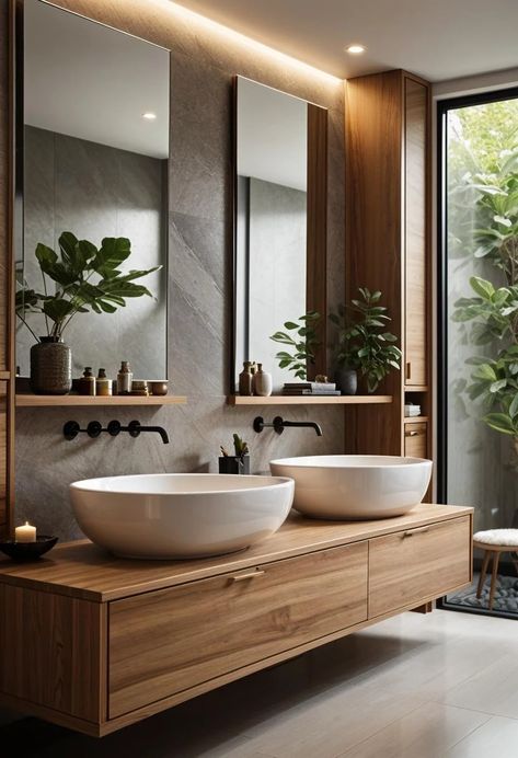 Bathroom Ideas Ensuite, Sink In Bathroom Ideas, Spa Inspired Bathroom Modern, Bathroom Decor Two Sinks, Luxury Ensuite Bathroom Ideas, Spa Vibes Bathroom, Master Bath Ideas 2024, New Bathroom Designs 2024, Luxury Bathroom Design Ideas