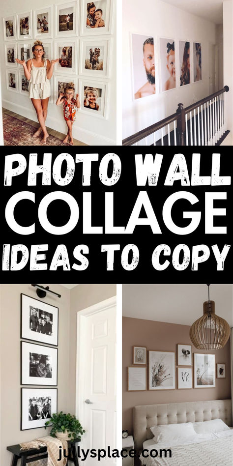 Photo wall collage ideas Unique Photo Wall Ideas, Wall Picture Collage Ideas Aesthetic, Photo Collage Ideas Layout, Diy Photo Collage Ideas, Photo Wall Collage Living Room, Wall Collage Living Room, Wall Picture Collage Ideas, Collage Living Room, Photo Wall Collage Ideas