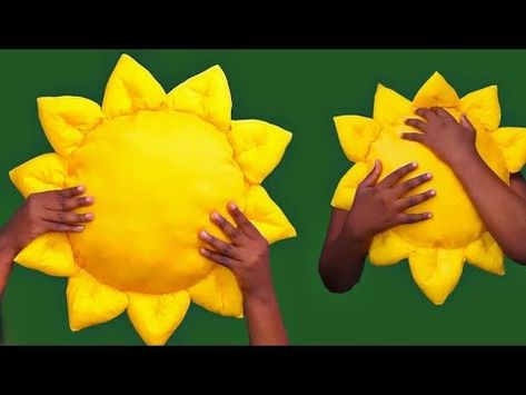 Beautiful Sunflower Cusion Easy DIY Tutorial - YouTube Sunflower Pillow Diy, Sunflower Pillow, Diy Pillows, How To Sew, Fabric Flowers, From Scratch, Hand Sewing, Easy Diy, Sunflower