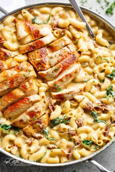 This stovetop mac 'n' cheese recipe comes together in 30 minutes and tastes way better than the boxed variety. Get the recipe. Tuscan Chicken Mac And Cheese, Chicken Mac And Cheese, One Pot Dinners, Bakery Ideas, One Pot Dinner, Tuscan Chicken, Salad Pasta, Eggplant Parmesan, Idee Pasto