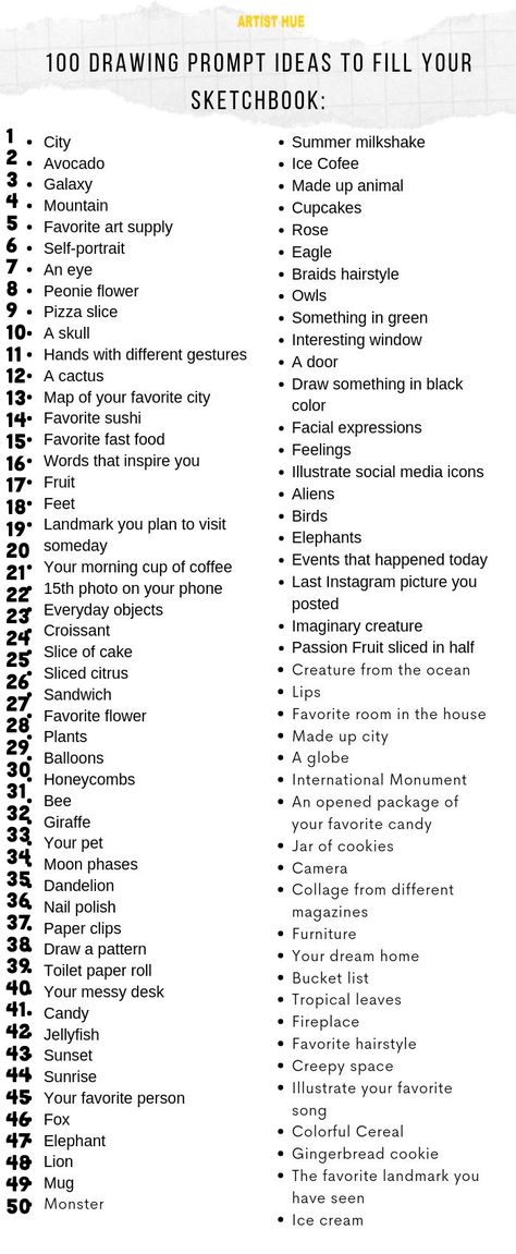 30 Days Painting Challenge For Beginners, Art References For Beginners, Drawing Ideas For Beginners Sketches, Drawing Cool Things, Sketch Book For Beginners, 100 Drawing Prompt Ideas To Fill Your Sketchbook, Sketchbook Ideas Journals, Sketch Book Beginner, What To Do In Your Sketch Book