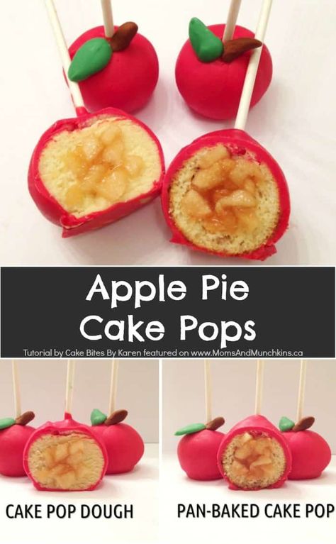 Apple Pie Cake Pops, Pie Cake Pops, Stuffed Cake, Cake Pop Receita, Cake Pops Tutorial, Cake Pucks, Apple Cake Pops, Cake Pops Recipe, Apple Pie Cake