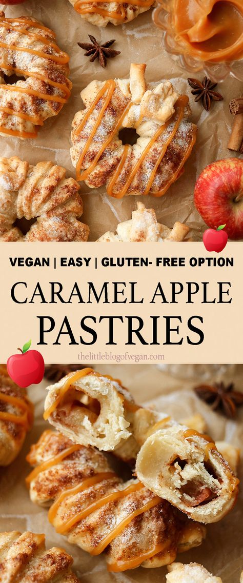 Vegan Caramel Apple Pastries, Caramel Apple Pastries, Fall Pastry Ideas, Vegan Breakfast Pastries, Autumn Pastries, Caramel Apple Crumble Bars, Apple Pastries, Vegan Caramel Apple, Caramel Apple Desserts