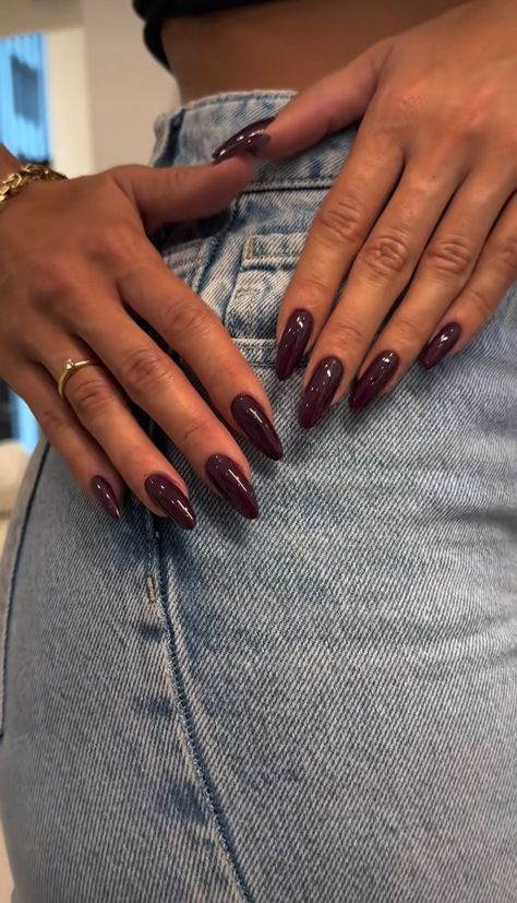 Fall Almond Nails, Wine Nails, Simple Fall Nails, Maroon Nails, Milky Nails, November Nails, Her Nails, Elegant Nails, Fire Nails