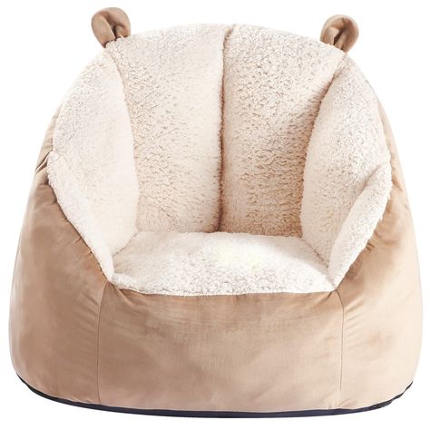 PRICES MAY VARY. High Density Foam Filling: The bean bag chair for kids is made of signature hexagonal foam filling. Stuffed with a shredded foam that contours to your child's body, It delivers more comfort and support than traditional bean bag chairs. Kids Friendly Design: The comfy kids chair is lightweight for kids to move to any room they want, whether its reading, playing video games, watching tv, or just relaxing, children can play with this sofa as they please. Cuddly Sherp Seating Cover: Soft Bean Bag, Kids Sofa Chair, Fluffy Bear, Lazy Chair, Kids Couch, Dinosaur Plush Toy, Toddler Playroom, Soft Chair, Toddler Chair