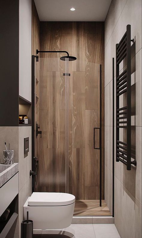 Tiny Shower Room, Small Shower Room, Mini Bad, Small Bathroom Remodel Designs, Small Bathroom Layout, Small Bathroom With Shower, Bathroom Design Black, Small Bathroom Interior, Bathroom Design Layout