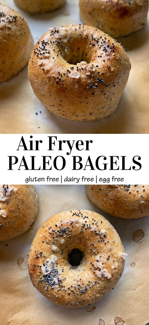 Gluten Free Egg Free Bagels, Keto Diet Dairy Free, Paleo Bagels Easy, Low Carb Gluten And Dairy Free Recipes, Whole 30 Bagels, Gluten Egg And Dairy Free Recipes, Gf Df Bagel Recipe, Air Fryer Paleo Bread, Gluten Free No Egg Breakfast