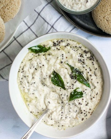 @Ministryofcurry posted to Instagram: Do you love the South Indian coconut chutney? My family LOVES it and is also a must with Idli, dosa or uttapam and yes it also goes so well with the Ver Pongal too!  Recipe -  https://ministryofcurry.com/coconut-chutney/  #ministryofcurry #chutney #coconut #southindianfood #coocnutchutney #curryleaves #mustardseeds #tadka #creamy #desifood #thefeedfeed #indiancuisine #indianfood #indianspices #nycfoodie #indianrecipes #easyrecipe #buzzfeedfood #veganrecipe # Indian Sides, Indian Chutney Recipes, Fall Appetizers, Kerala Food, Coconut Chutney, Indian Cooking Recipes, Vegetarian Snacks Recipes, Mustard Seeds, Indian Breakfast