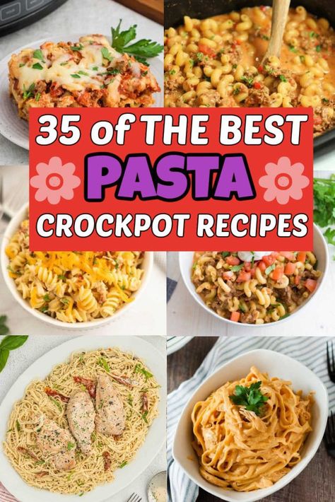 These easy and delicious 35 Crockpot Pasta Recipes are delicious and are made with simple ingredients. These pasta dishes are easily made in your slow cooker. Creamy delicious pasta dishes the perfect weeknight meal. #eatingonadime #pastacrockpotrecipes #pastadish Easy Slow Cooker Pasta Recipes, Easy Chicken Leg Recipes, Pasta Crockpot Recipes, Dinner Ideas Easy Chicken, Air Fryer Chicken Meatballs, Dinner Recipes Air Fryer, Steak Soup Recipes, Chicken Penne Recipes, Pasta Crockpot